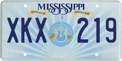 MS license plate XKX219