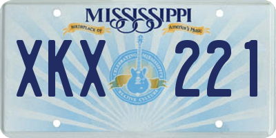MS license plate XKX221