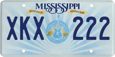 MS license plate XKX222