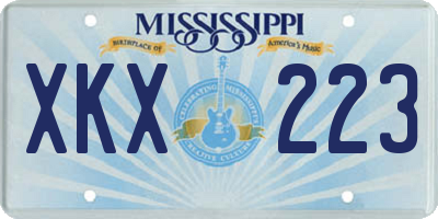 MS license plate XKX223