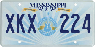 MS license plate XKX224