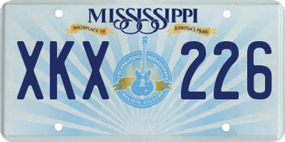 MS license plate XKX226