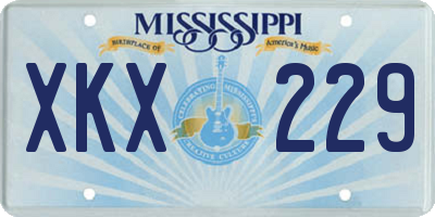 MS license plate XKX229