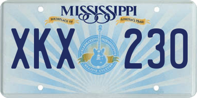 MS license plate XKX230