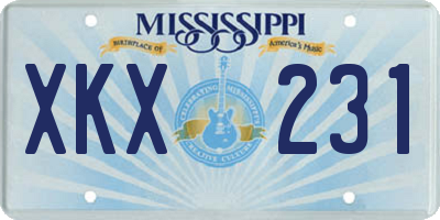 MS license plate XKX231