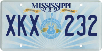 MS license plate XKX232