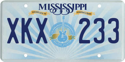 MS license plate XKX233