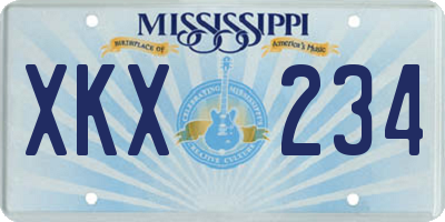 MS license plate XKX234