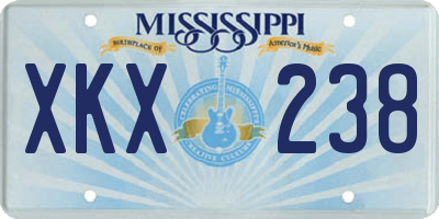 MS license plate XKX238