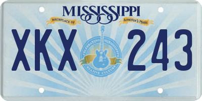 MS license plate XKX243