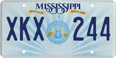MS license plate XKX244
