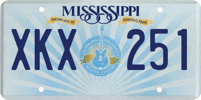 MS license plate XKX251