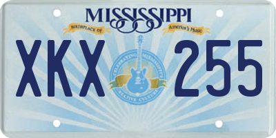 MS license plate XKX255
