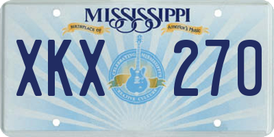 MS license plate XKX270