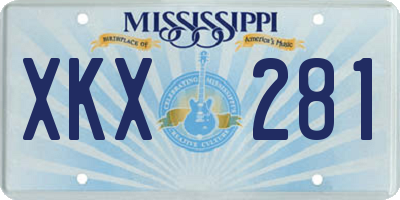 MS license plate XKX281