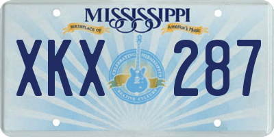 MS license plate XKX287