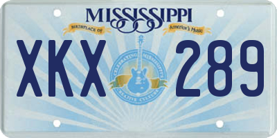 MS license plate XKX289