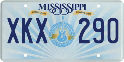 MS license plate XKX290
