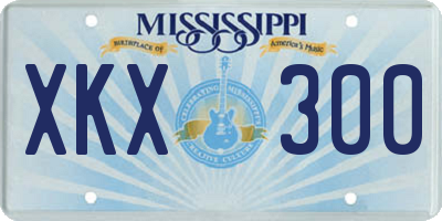 MS license plate XKX300