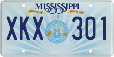 MS license plate XKX301