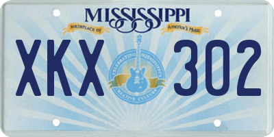 MS license plate XKX302