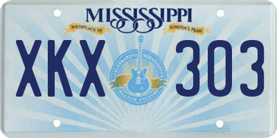 MS license plate XKX303