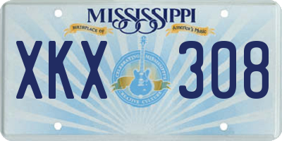 MS license plate XKX308