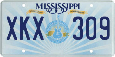 MS license plate XKX309