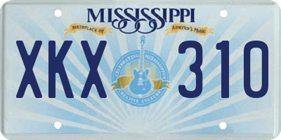 MS license plate XKX310