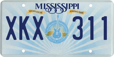 MS license plate XKX311