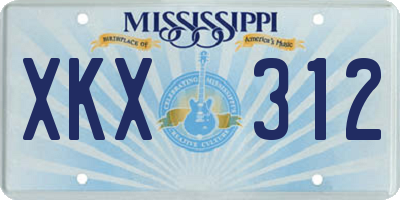 MS license plate XKX312