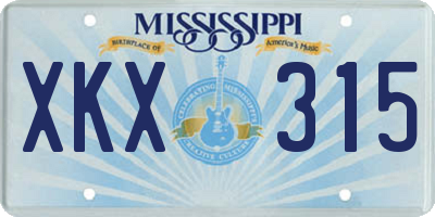 MS license plate XKX315