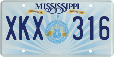 MS license plate XKX316