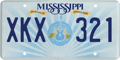 MS license plate XKX321
