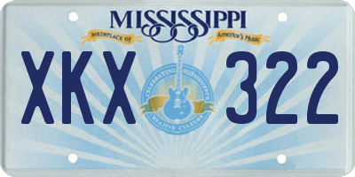 MS license plate XKX322