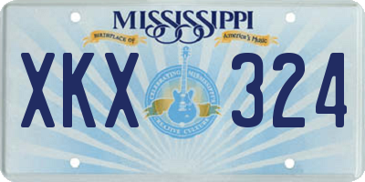 MS license plate XKX324
