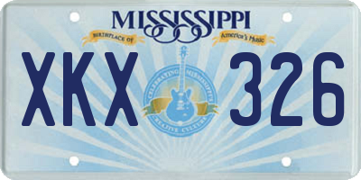 MS license plate XKX326