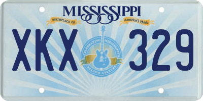 MS license plate XKX329