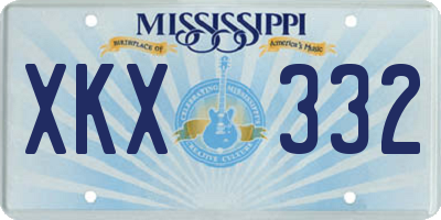 MS license plate XKX332
