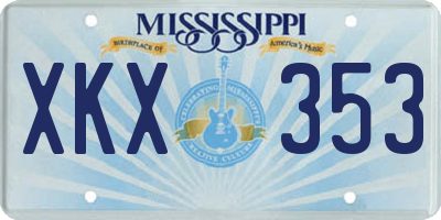 MS license plate XKX353