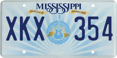 MS license plate XKX354