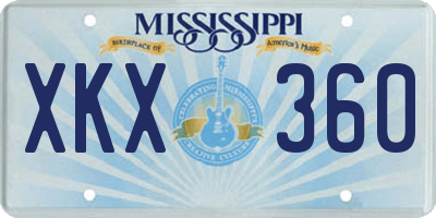 MS license plate XKX360