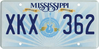 MS license plate XKX362