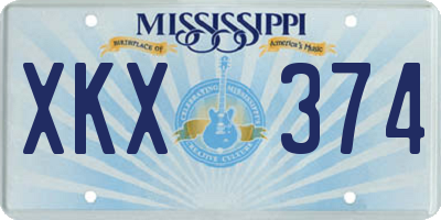 MS license plate XKX374