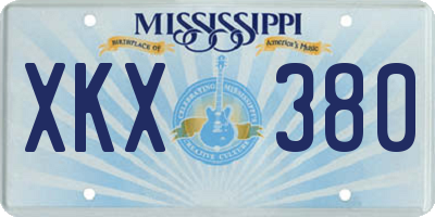 MS license plate XKX380