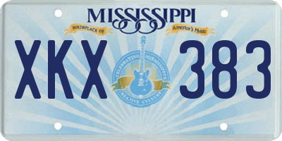 MS license plate XKX383