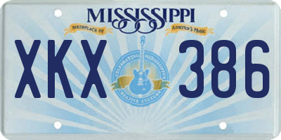 MS license plate XKX386