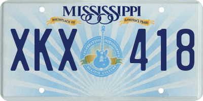 MS license plate XKX418