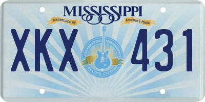 MS license plate XKX431