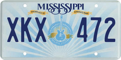 MS license plate XKX472